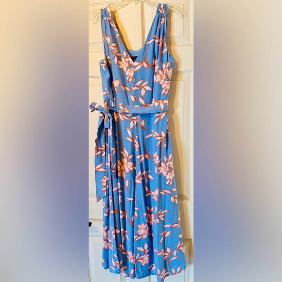 Talbots blue and red sleeveless with flowers flowing dress - Picture 3 of 7